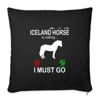 Cheval islandais appelle un téléphone drôle en disant - Housse de coussin décorative 45 x 45 cm - noir - Devant