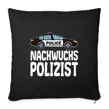 Nachwuchs Polizist Polizei Polizeiauto für Kinder - Sofakissenbezug 45 x 45 cm - Schwarz - Vorne