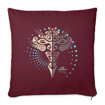 Tatouage tahitien TIKI - Housse de coussin décorative 45 x 45 cm - bordeaux - Devant