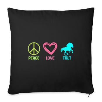 Tölt Icelandic horse Icelandic horse Peace Love - Sofa pillowcase 17,3'' x 17,3'' (45 x 45 cm) - black - Front