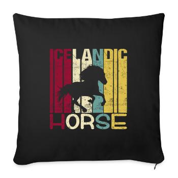 Islandpferd Tölt Isländer Retro Vintage Silhouette - Sofakissenbezug 45 x 45 cm - Schwarz - Vorne