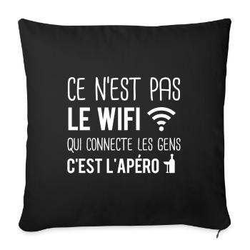 Ce n'est pas le wifi qui connecte les gens - Housse de coussin décorative 45 x 45 cm - noir - Devant