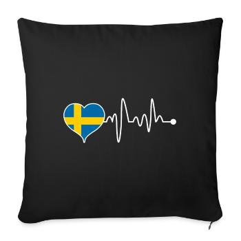 Sweden country Swedish flag heart heartbeat - Sofa pillowcase 17,3'' x 17,3'' (45 x 45 cm) - black - Front