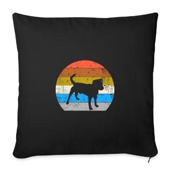 Parson Russell Terrier retro vintage silhouette - Sofa pillowcase 17,3'' x 17,3'' (45 x 45 cm) - black - Front