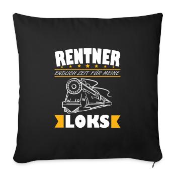 Locomotive de chemin de fer retraité disant à grand-père de pension - Housse de coussin décorative 45 x 45 cm - noir - Devant