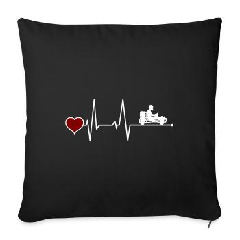 GoKart Go-Kart Pilote de GoKart Karting Heartbeat - Housse de coussin décorative 45 x 45 cm - noir - Devant