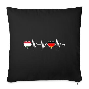 Hungary Hungarian Germany heartbeat flag - Sofa pillowcase 17,3'' x 17,3'' (45 x 45 cm) - black - Front