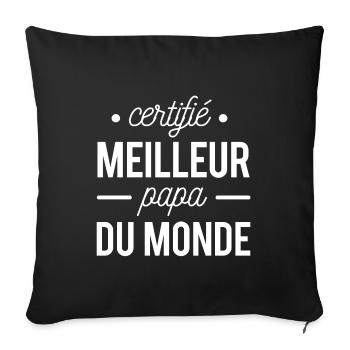 Certifié meilleur papa du monde - Housse de coussin décorative 45 x 45 cm - noir - Devant