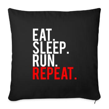 Eat Sleep Run Repeat Jogging Design - Sofa pillowcase 17,3'' x 17,3'' (45 x 45 cm) - black - Front