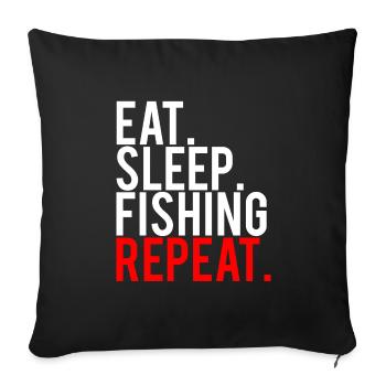 Eat Sleep Fishing Repeat Fish and Angler Design - Sofa pillowcase 17,3'' x 17,3'' (45 x 45 cm) - black - Front