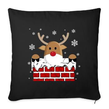 Rudolph in the fireplace - Sofa pillowcase 17,3'' x 17,3'' (45 x 45 cm) - black - Front