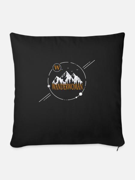 Wandern Woman Trekking Wanderwoman - Sofakissenbezug 45 x 45 cm - Schwarz