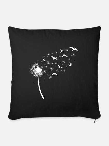 Pusteblume Löwenzahn Vogel Vögel Geschenk - Sofakissenbezug 45 x 45 cm - Schwarz