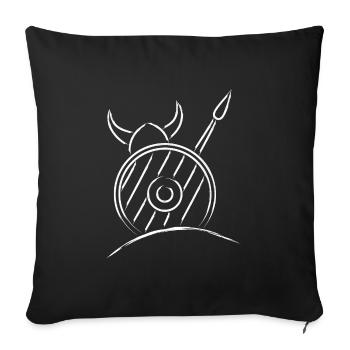 Viking viking avec bouclier et lance - Housse de coussin décorative 45 x 45 cm - noir - Devant
