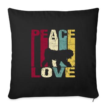 Tibetan Terrier Temple Dog Peace Love Retro saying - Sofa pillowcase 17,3'' x 17,3'' (45 x 45 cm) - black - Front