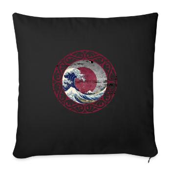 Japon Rétro Vague - Housse de coussin décorative 45 x 45 cm - noir - Devant