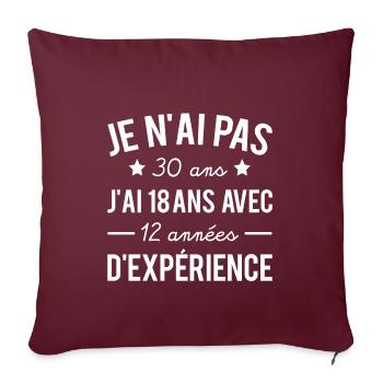 Cadeau anniversaire 30 ans humour texte drôle - Housse de coussin décorative 45 x 45 cm - bordeaux - Devant