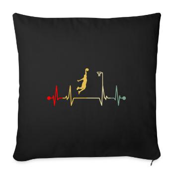 Basketball Dunking Dunk Herzschlag Retro - Sofakissenbezug 45 x 45 cm - Schwarz - Vorne