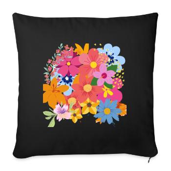 Spring flower bouquet - Sofa pillowcase 17,3'' x 17,3'' (45 x 45 cm) - black - Front
