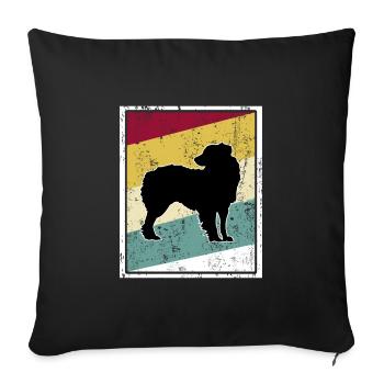 Aussie Australian Shepherd Retro Vintage Stripes - Housse de coussin décorative 45 x 45 cm - noir - Devant