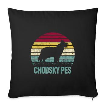 Chodsky Pes Race de chien Retro Vintage Silhouette - Housse de coussin décorative 45 x 45 cm - noir - Devant