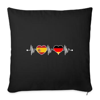 Espagne Allemagne drapeau herz armoiries herzschlag - Housse de coussin décorative 45 x 45 cm - noir - Devant