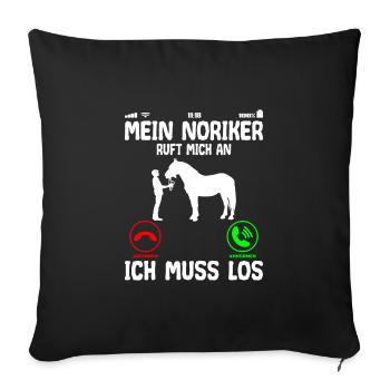 Noriker Pferd ruft mich an Spruch Lustig - Sofakissenbezug 45 x 45 cm - Schwarz - Vorne