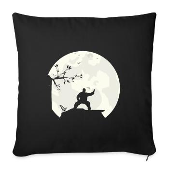 Tai Chi Shadow Boxing Full Moon Moon Silhouette - Sofa pillowcase 17,3'' x 17,3'' (45 x 45 cm) - black - Front