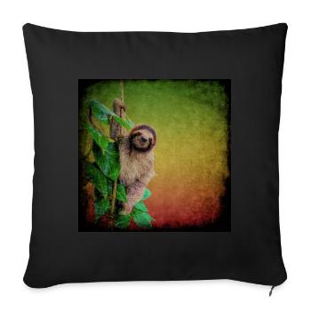 Small sloth, animals, rainforest, Costa Rica - Sofa pillowcase 17,3'' x 17,3'' (45 x 45 cm) - black - Front