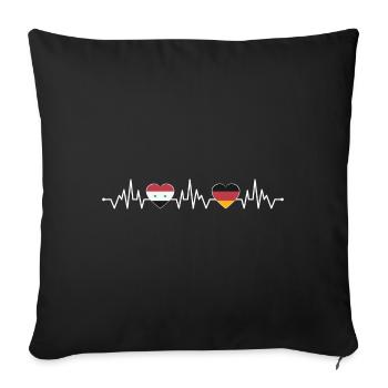 Syria Germany flag heart coat of arms heartbeat - Sofa pillowcase 17,3'' x 17,3'' (45 x 45 cm) - black - Front