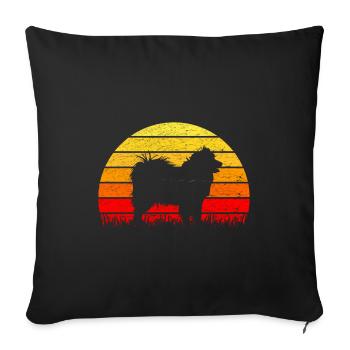 Samoyède sunrise silhouette - Housse de coussin décorative 45 x 45 cm - noir - Devant