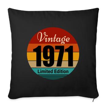 millésime 1971 - Housse de coussin décorative 45 x 45 cm - noir - Devant