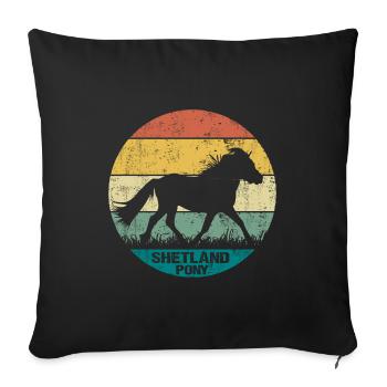 Shetland Pony cheval rétro Vintage Silhouette - Housse de coussin décorative 45 x 45 cm - noir - Devant