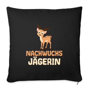 Nachwuchs Jägerin Reh Niedlich für Mädchen - Sofakissenbezug 45 x 45 cm - Schwarz - Vorne