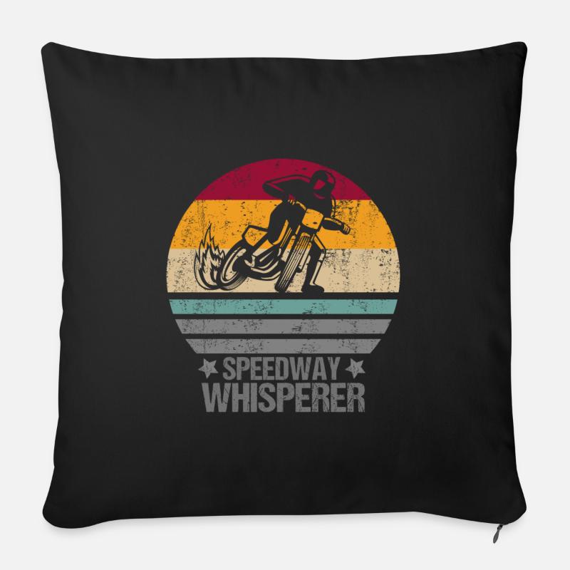 Speedway moto chuchoteur - Housse de coussin décorative 45 x 45 cm - noir