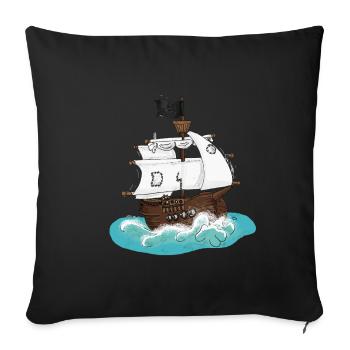 Pirates marine pirate capitaine capitaine - Housse de coussin décorative 45 x 45 cm - noir - Devant