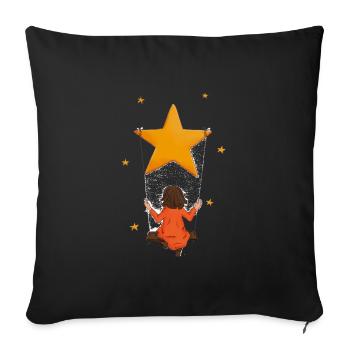 Fille balançoire étoile Laura - Housse de coussin décorative 45 x 45 cm - noir - Devant