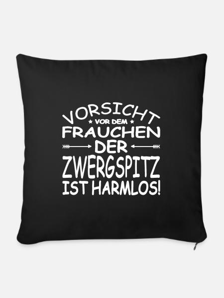 Zwergspitz Frauchen - Sofakissenbezug 45 x 45 cm - Schwarz