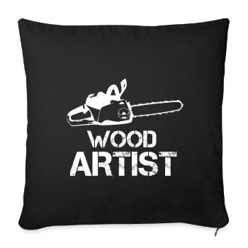 Künstler mit der Kettensäge Holz schnitzen - Sofakissenbezug 45 x 45 cm - Schwarz - Vorne