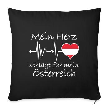 Herzschlag Österreich - Sofakissenbezug 45 x 45 cm - Schwarz - Vorne