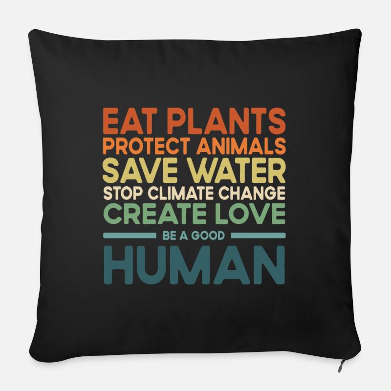 Klimaschützer Vegetarier Tierschützer - Sofakissenbezug 45 x 45 cm - Schwarz