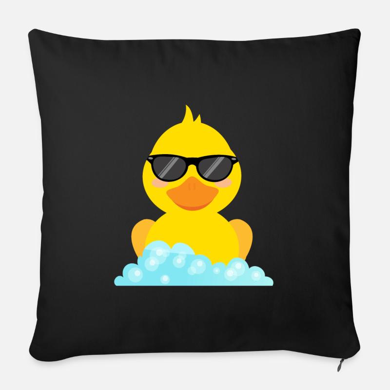 Gelbe Ente Badeente mit Sonnenbrille - Sofakissenbezug 45 x 45 cm - Schwarz