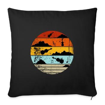 Geige, Geige und Noten - Sofakissenbezug 45 x 45 cm - Schwarz - Vorne