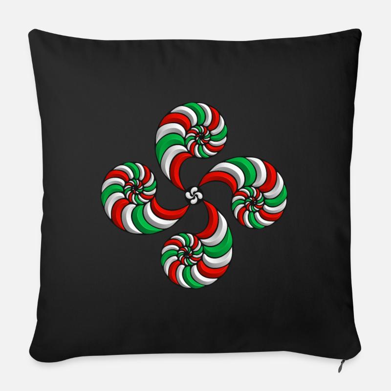 Croix du pays Basque - Housse de coussin décorative 45 x 45 cm - noir