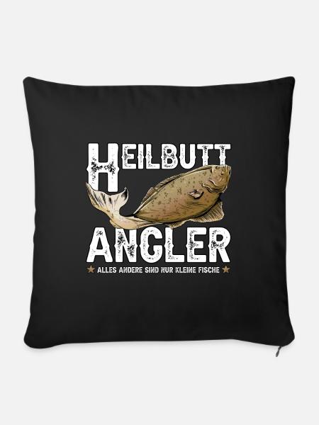 Heilbutt Angler - Sofakissenbezug 45 x 45 cm - Schwarz