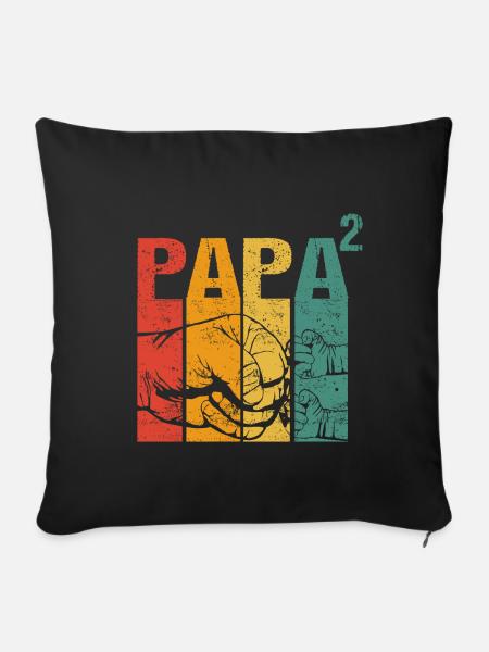 Papa Vater von 2 zwei Zweiten Kindern Zwillinge - Sofakissenbezug 45 x 45 cm - Schwarz