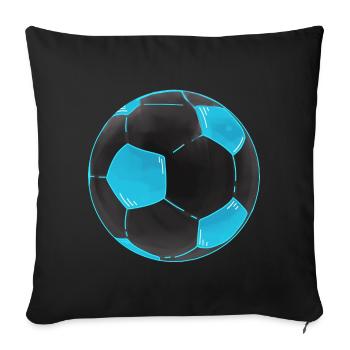 Football Noir Bleu Cool Autocollant de football - Housse de coussin décorative 45 x 45 cm - noir - Devant