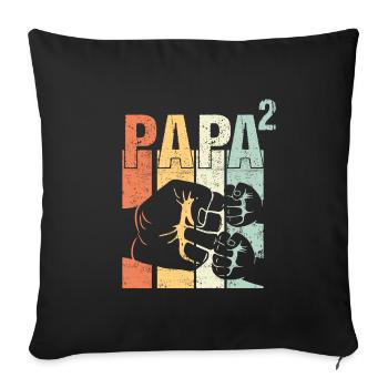 Papa Vater von 2 zwei Zweiten Kindern Zwillinge - Sofakissenbezug 45 x 45 cm - Schwarz - Vorne