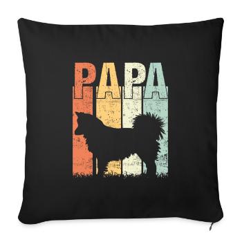 Chien islandais Spitz islandais Papa Papa - Housse de coussin décorative 45 x 45 cm - noir - Devant