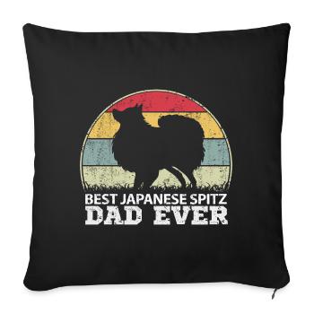 Japon Japonais Japonais Spitz Chien Papa Papa - Housse de coussin décorative 45 x 45 cm - noir - Devant